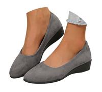 Women'S Low Wedge Shoes - Suede Upper Slip On Shoes Comfortable Arch Support Walking Moccasins Spring Lightweight Outdoor Non-Slip Low Heel Wedge Work Footwear Casual Hands-Free Mary Jane For Daily