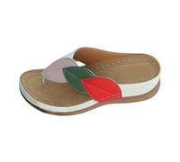 Womens Low Wedge Wedges Summer Shoes for Women UK Women's Summer Thick Bottom Clip Toe Beach Shoes Spell Color Slope Heel Open Toe Slippers White Flat Sandals Size 6 Sandels for Ladies 7 (White,7)