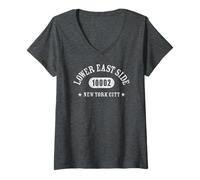 Womens Lower East Side New York City 10002 Athletic with Details V-Neck T-Shirt