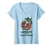 Women's Lowkey Not A People Person Pomegranate Humor V-Neck T-Shirt