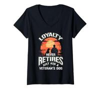 Womens Loyalty Never Retires Just Ask A Veteran's Dog Vet Labrador V-Neck T-Shirt