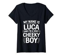 Womens Luca Funny Joke Humor Men Brother Uncle Son Friend Boy V-Neck T-Shirt