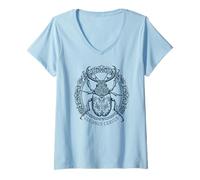 Women's Lucanus Cervus Stag Beetle Tartaria Ornament V-Neck T-Shirt