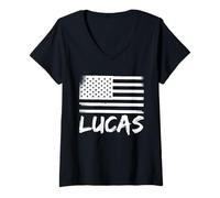 Womens Lucas Citizenship Personalized Birthday Forename Name V-Neck T-Shirt
