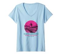 Womens Lucerne Switzerland Skyline Souvenir Bridge Chapel Men Women V-Neck T-Shirt