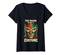Women's Lucha Libre Luchador The Mask is Not A Costume V-Neck T-Shirt