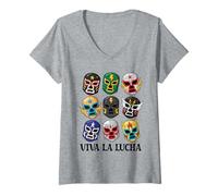 Womens Lucha Libre Mexican Wrestling Luchador Viva La Lucha V-Neck T-Shirt
