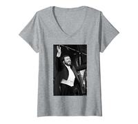 Womens Luciano Pavarotti Italian Opera Singer by Michael Grecco V-Neck T-Shirt