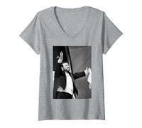 Womens Luciano Pavarotti Opera Singer by Michael Grecco V-Neck T-Shirt