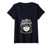 Womens Lucifer's Appetizer Funny Deviled Egg Food Lover Humor V-Neck T-Shirt
