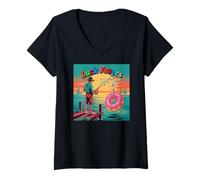 Womens Luck Favors The Angler with The Last Donut V-Neck T-Shirt