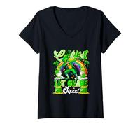 Women's Luckiest 1st Grade Squad St. Patrick's Day Dabbing Irish Man V-Neck T-Shirt