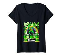 Women's Luckiest 6th Grade Squad St. Patrick's Day Dabbing Irish Man V-Neck T-Shirt