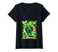 Women's Luckiest 7th Grade Squad St. Patrick's Day Dabbing Irish Man V-Neck T-Shirt
