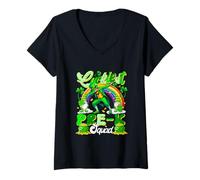 Women's Luckiest Pre-K Squad St. Patrick's Day Dabbing Irish Man V-Neck T-Shirt