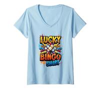 Women's Lucky Bingo Game Player Quote This is My Lucky Bingo V-Neck T-Shirt