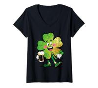 Women's Lucky Clover Parade Cheerful Irish Design V-Neck T-Shirt