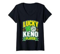 Women's Lucky Keno Player Clover Game V-Neck T-Shirt