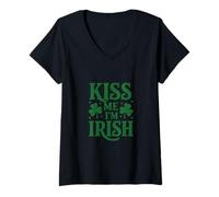 Women's Lucky Mischief Kiss Me I'm Irish V-Neck T-Shirt