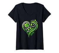 Womens Lucky Saint Patrick's Day V-Neck T-Shirt