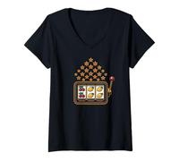 Womens Lucky Slot Machine Stars V-Neck T-Shirt