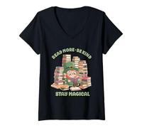 Women's Lucky Teacher St Patrick Day Read More Be Kind Stay Magical V-Neck T-Shirt