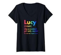 Women's Lucy Like A Normal Girl Only Cooler Queen First Name V-Neck T-Shirt