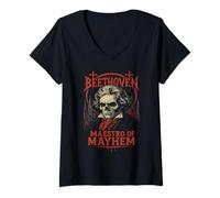Womens Ludwig Van Beethoven Classical Music Composer Death Metal V-Neck T-Shirt