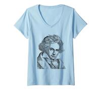 Women's Ludwig Van Beethoven Composer Classical Music Pianist Art V-Neck T-Shirt