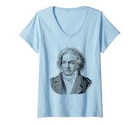 Women's Ludwig Van Beethoven Composer Classical Music Pianist Art V-Neck T-Shirt