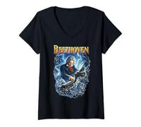 Women's Ludwig Van Beethoven Composer V-Neck T-Shirt