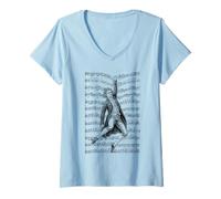Womens Ludwig Van Beethoven Funny Composer Sheet Music Musician V-Neck T-Shirt
