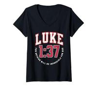 Womens Luke 1:37 for Nothing Will Be Impossible for God Catholic V-Neck T-Shirt