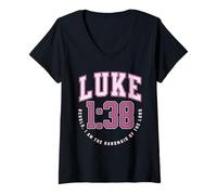 Womens Luke Behold The Handmaid of The Lord Catholic Bible Verses V-Neck T-Shirt
