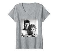 Women's Lulu David Bowie Ziggy Stardust Era Portrait 1973 V-Neck T-Shirt