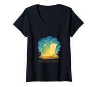 Womens Luminary Tome Story Glow V-Neck T-Shirt