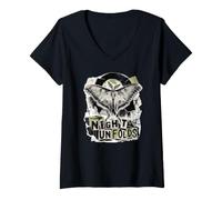 Women's Luna Moth Night Unfolds Grunge Collage V-Neck T-Shirt