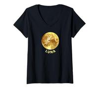 Women's Luna the Dog and the Moon V-Neck T-Shirt