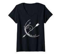 Womens Lunar Bow and Arrow Sagittarius Zodiac Pagan Ornament V-Neck T-Shirt
