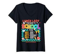 Womens Lunch Lady Back to School Tour Cooking Worker Cafeteria Crew V-Neck T-Shirt