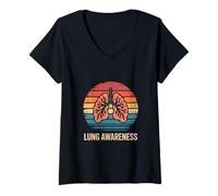 Womens Lung Awareness Global Health Message V-Neck T-Shirt