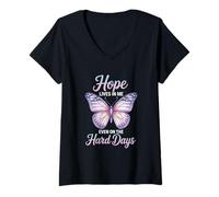 Womens Lupus Awareness Hope Lives in Me Even On The Hard Days V-Neck T-Shirt