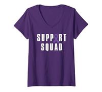 Womens Lupus Awareness Warrior Support Squad Purple Ribbon V-Neck T-Shirt