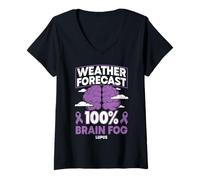 Women's Lupus Warrior Brain Fog Lupus Awareness V-Neck T-Shirt