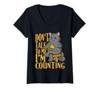 Women's Lustige Katze häkeln Sprich Nicht mit mir, ich zähle V-Neck T-Shirt