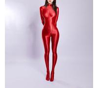 Women's Lustrous Elastic Jumpsuit with Body Mapping Fit for Stability and Fluid Motion in Any Activity (M Red)