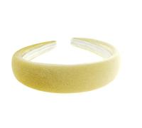 Womens Luxe Slightly Padded Puffy Velvet Flat Winter Evening Wedding Party Birthday Bridal Christmas Birthday Bridesmaid Headband Alice Band Hair Accessories Hairband (Pale Yellow, One Size)