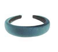 Womens Luxe Slightly Padded Puffy Velvet Flat Winter Evening Wedding Party Birthday Bridal Christmas Birthday Bridesmaid Headband Alice Band Hair Accessories Hairband (Teal, One Size)