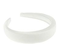 Womens Luxe Slightly Padded Puffy Velvet Flat Winter Evening Wedding Party Birthday Bridal Christmas Birthday Bridesmaid Headband Alice Band Hair Accessories Hairband (White, One Size)