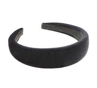 Womens Luxe Slightly Padded Puffy Velvet Flat Winter Evening Wedding Party Birthday Bridal Christmas Birthday Bridesmaid Headband Alice Band Hair Accessories Hairband (Black, One Size)